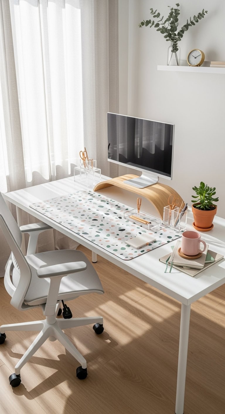 playful pastel terrazzo desk inspiration