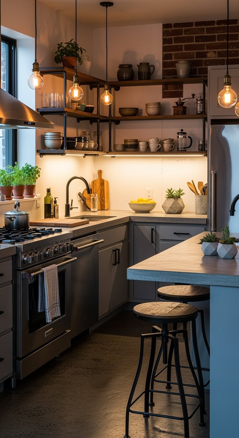 raw industrial chic kitchen