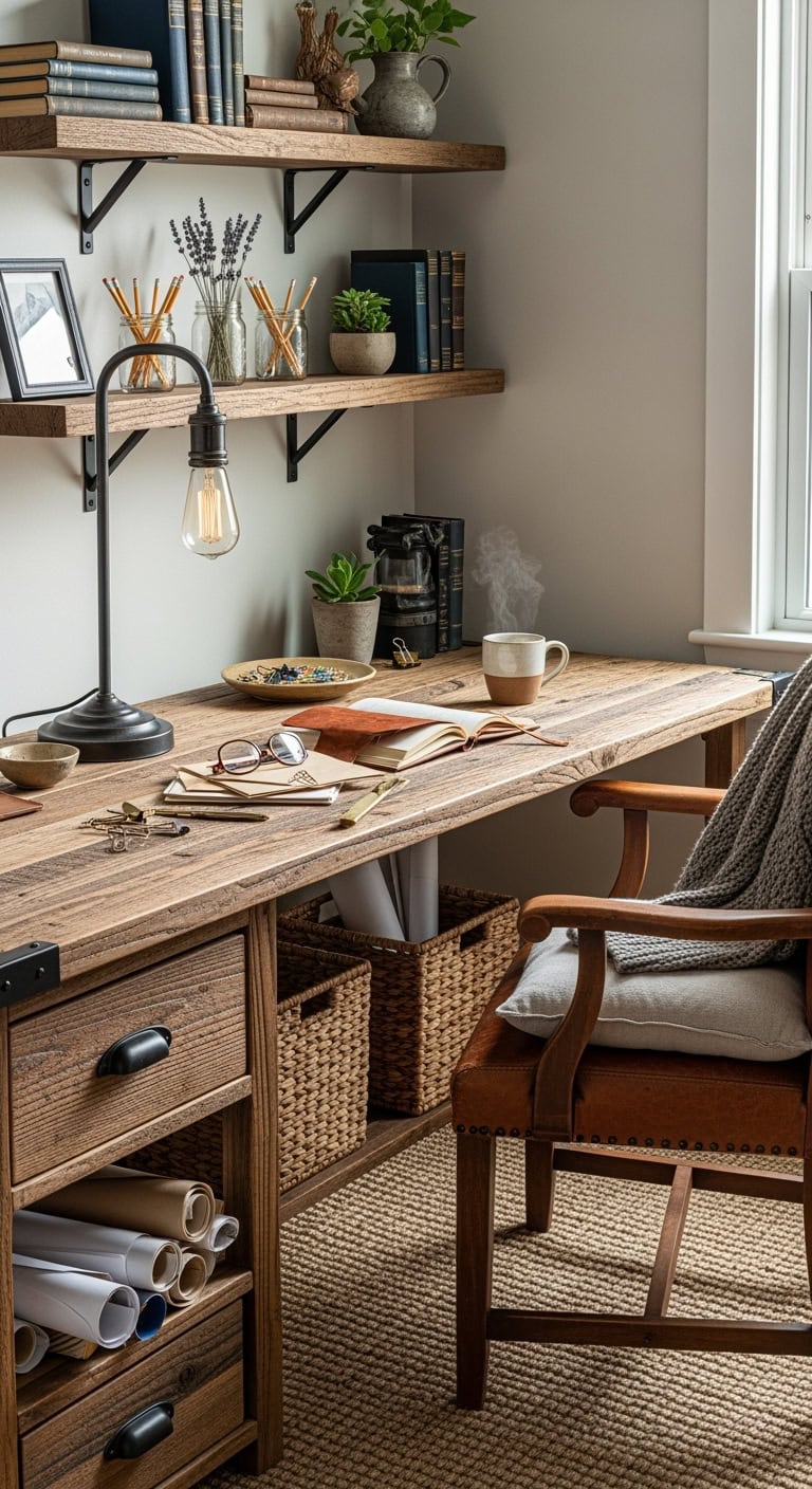 reclaimed wood farmhouse office charm