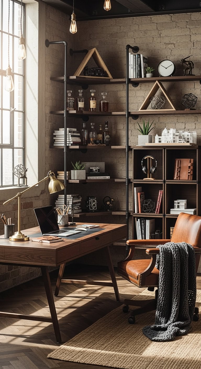 rugged industrial masculine metal shelving