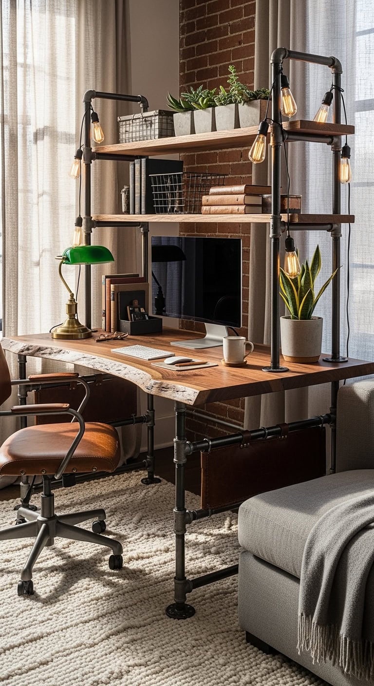 rugged reclaimed industrial workstation design