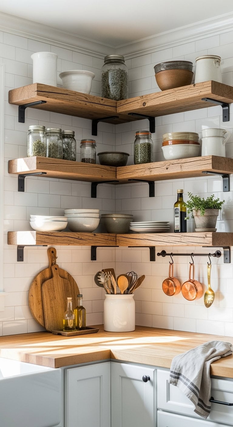 rustic character filled reclaimed pine shelving