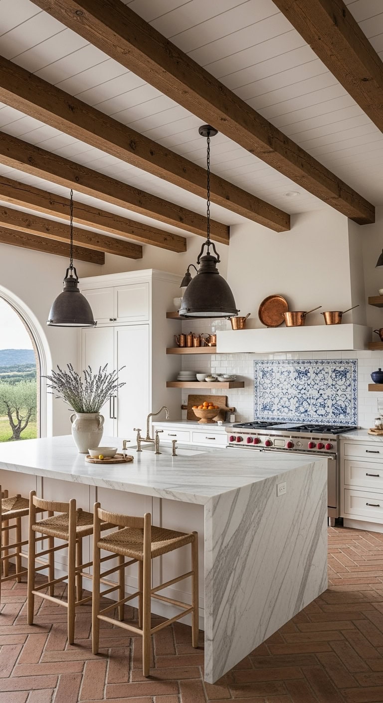 rustic tuscan farmhouse inspired kitchen