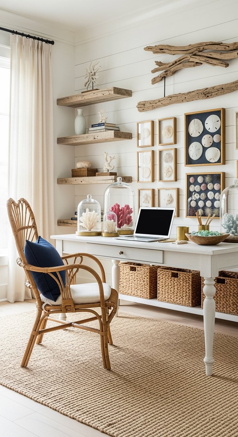 serene coastal white office retreat