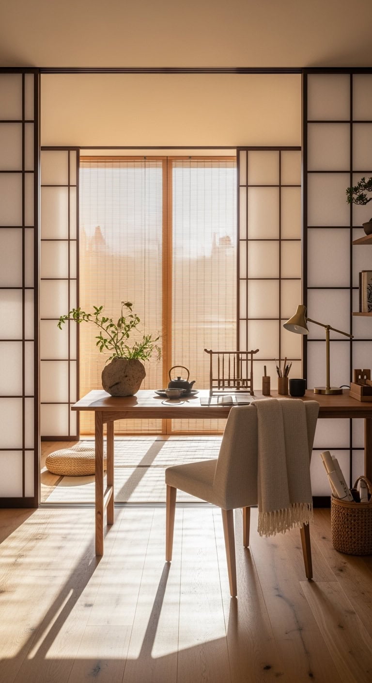 serene japanese sanctuary for productivity