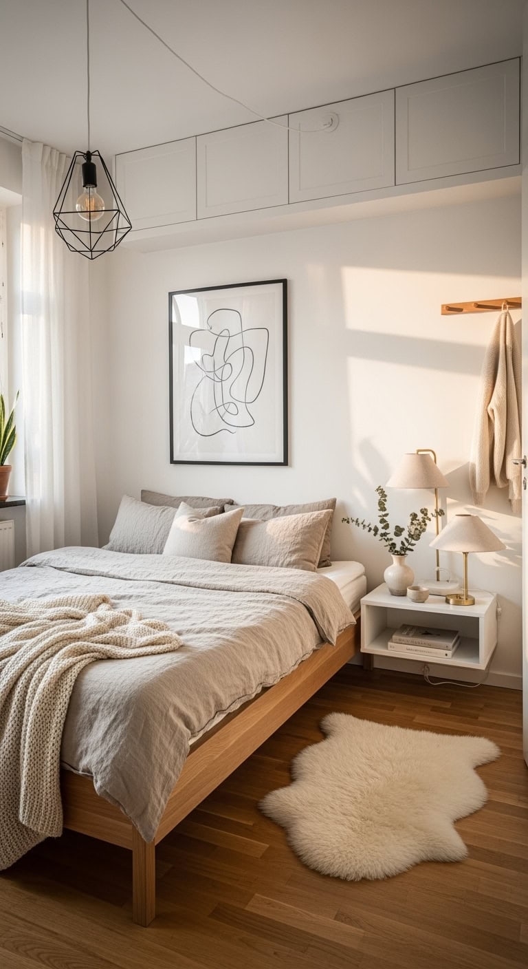serene minimalist cozy scandinavian bedroom retreat