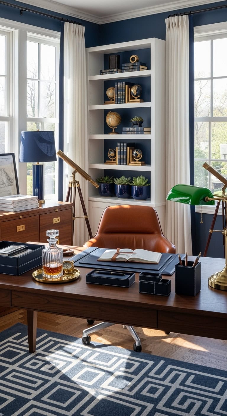 sophisticated masculine navy accents