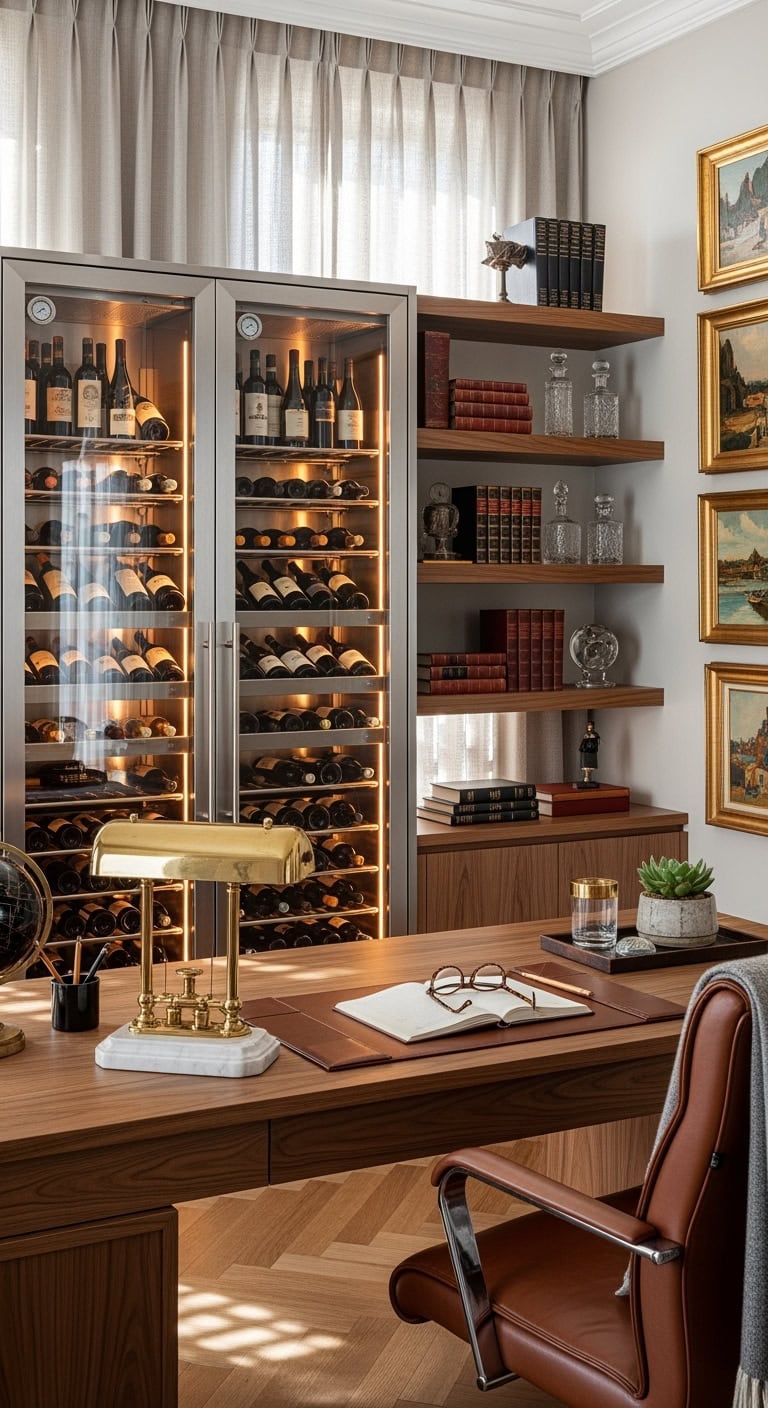 sophisticated office wine storage cabinet