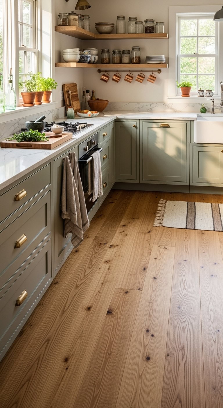 stunning tiger striped oak kitchen floor
