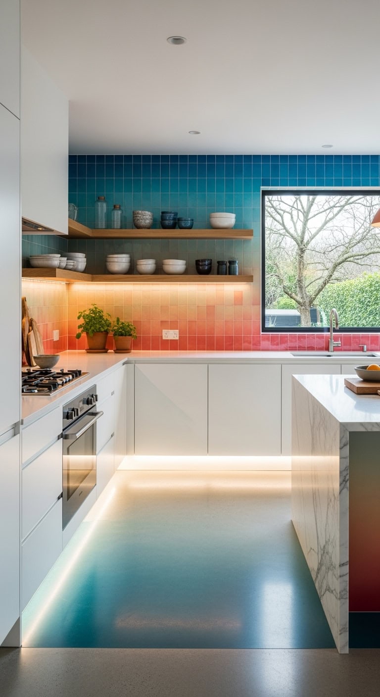 temperature responsive color shifting kitchen tiles