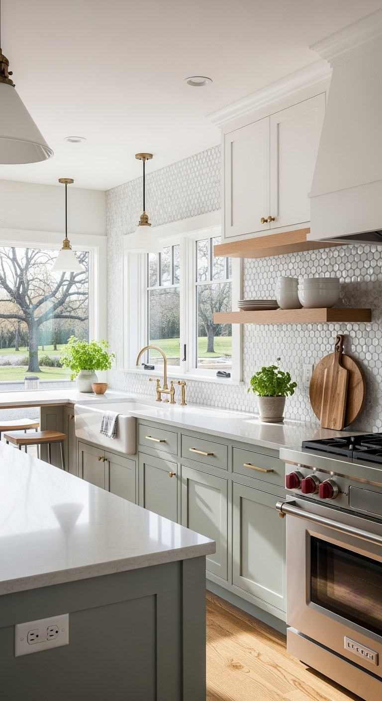 tiny textured timeless transitional tile backsplash