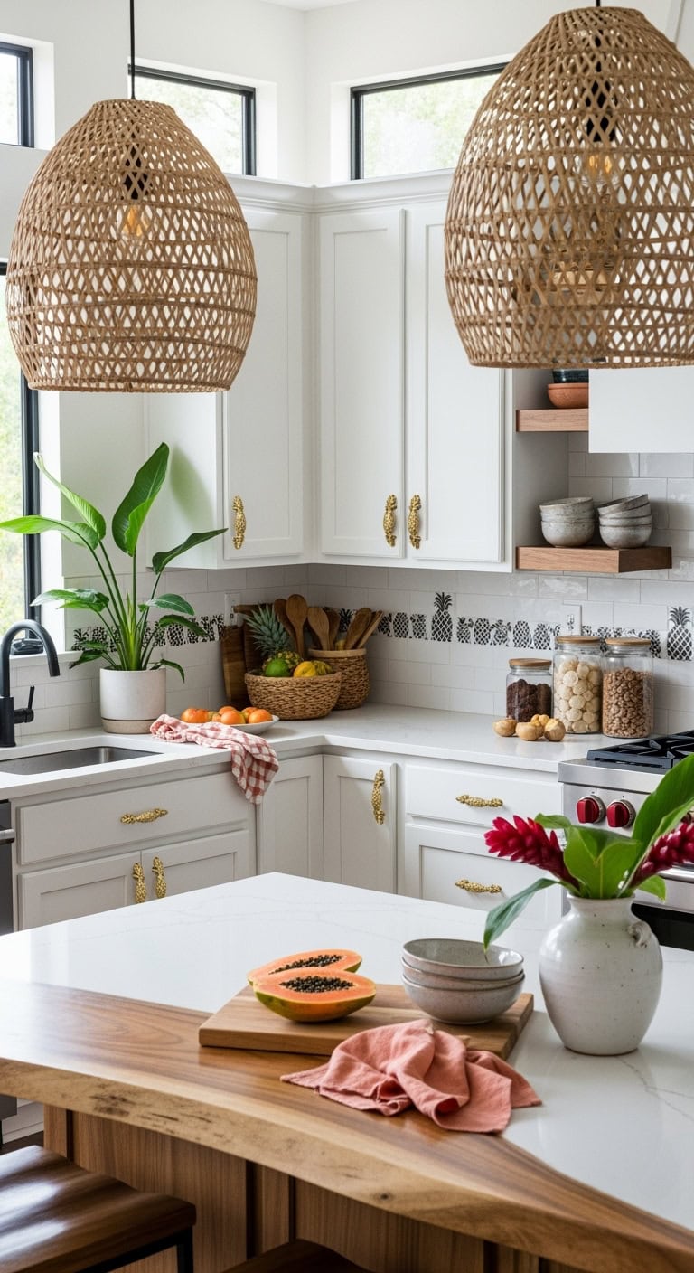 tropical bali inspired kitchen cabinet pulls