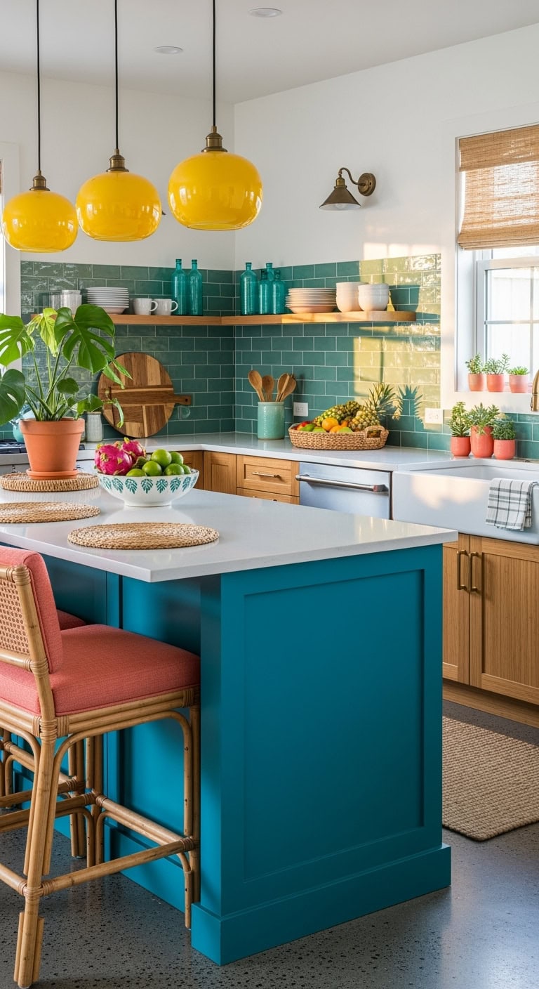 vibrant tropical kitchen color palette