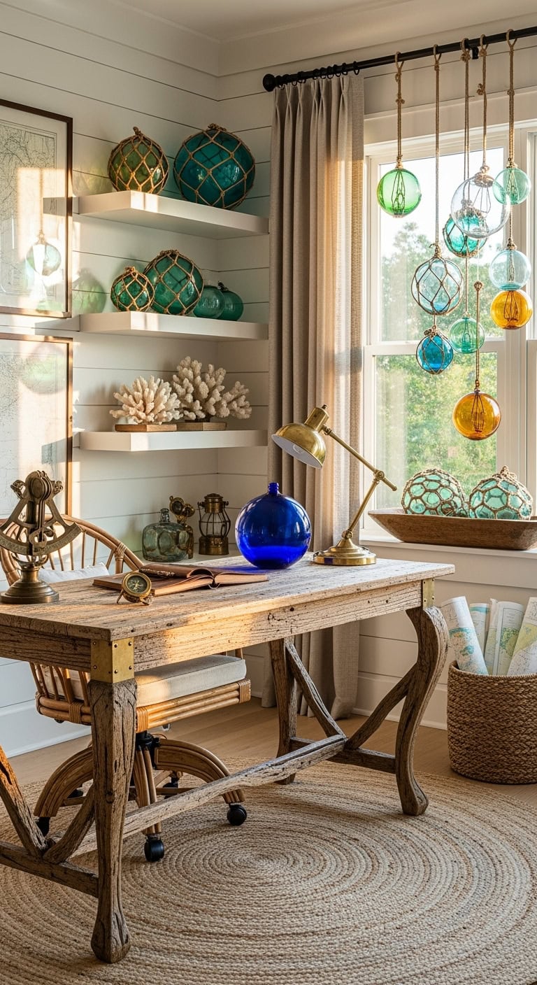 vintage coastal glass float decor