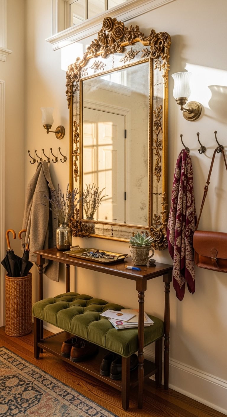 vintage ornate glamorous mudroom essential