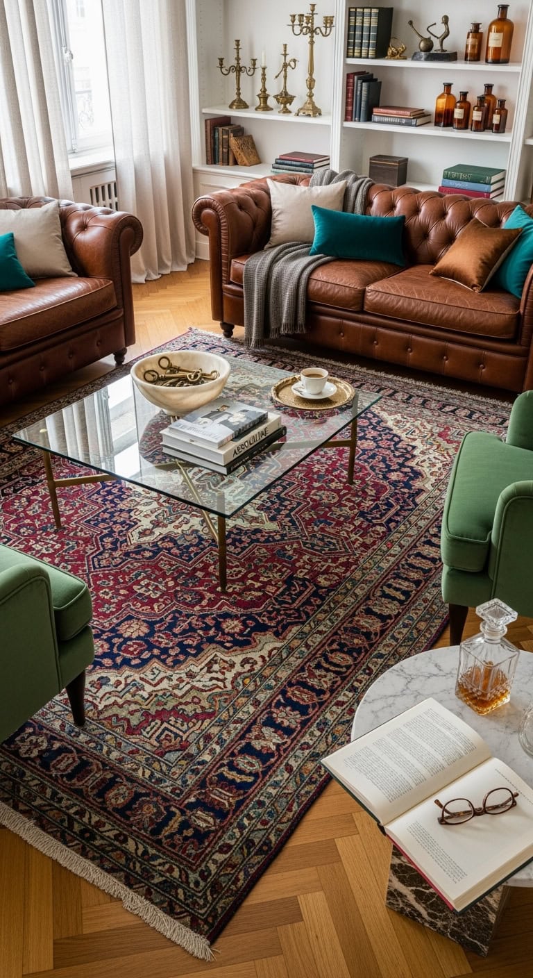 vintage persian rug centerpiece highlight