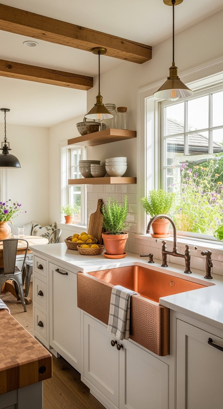 warm artisan copper farmhouse sink