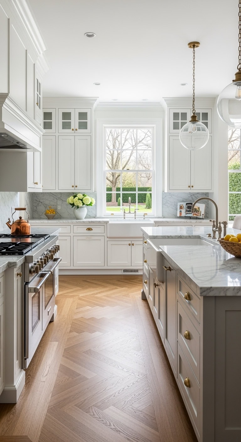 warm flowing balanced herringbone wood floors