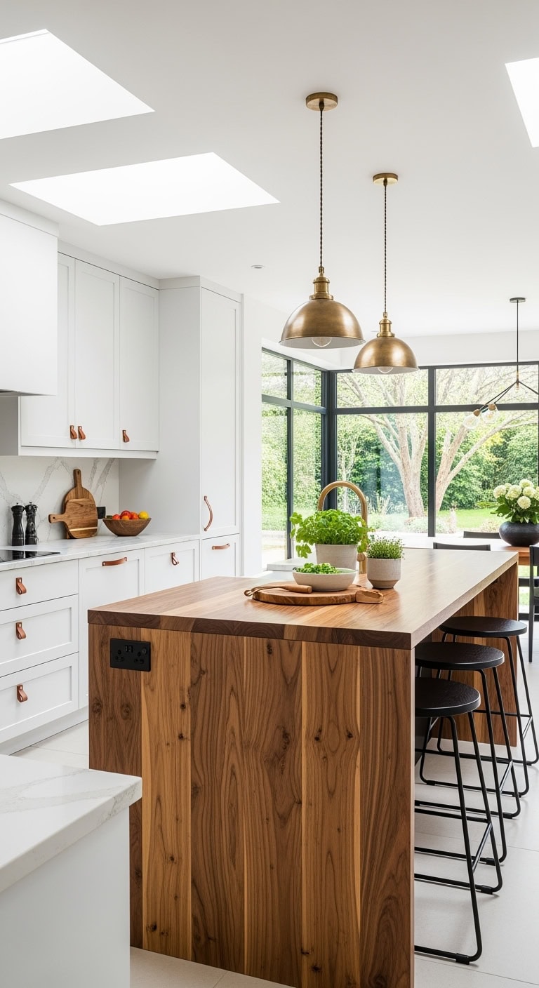 warm inviting modern elegant wood island