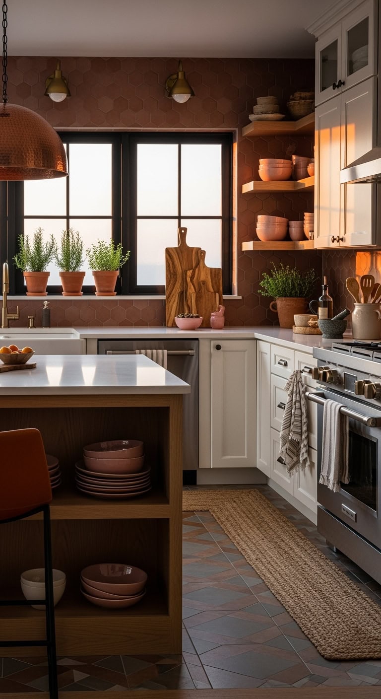 warm mediterranean terracotta kitchen accents