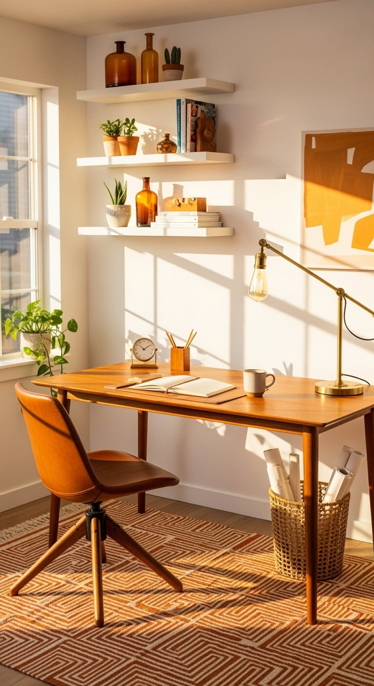 warm teak crisp contrast minimal furnishings