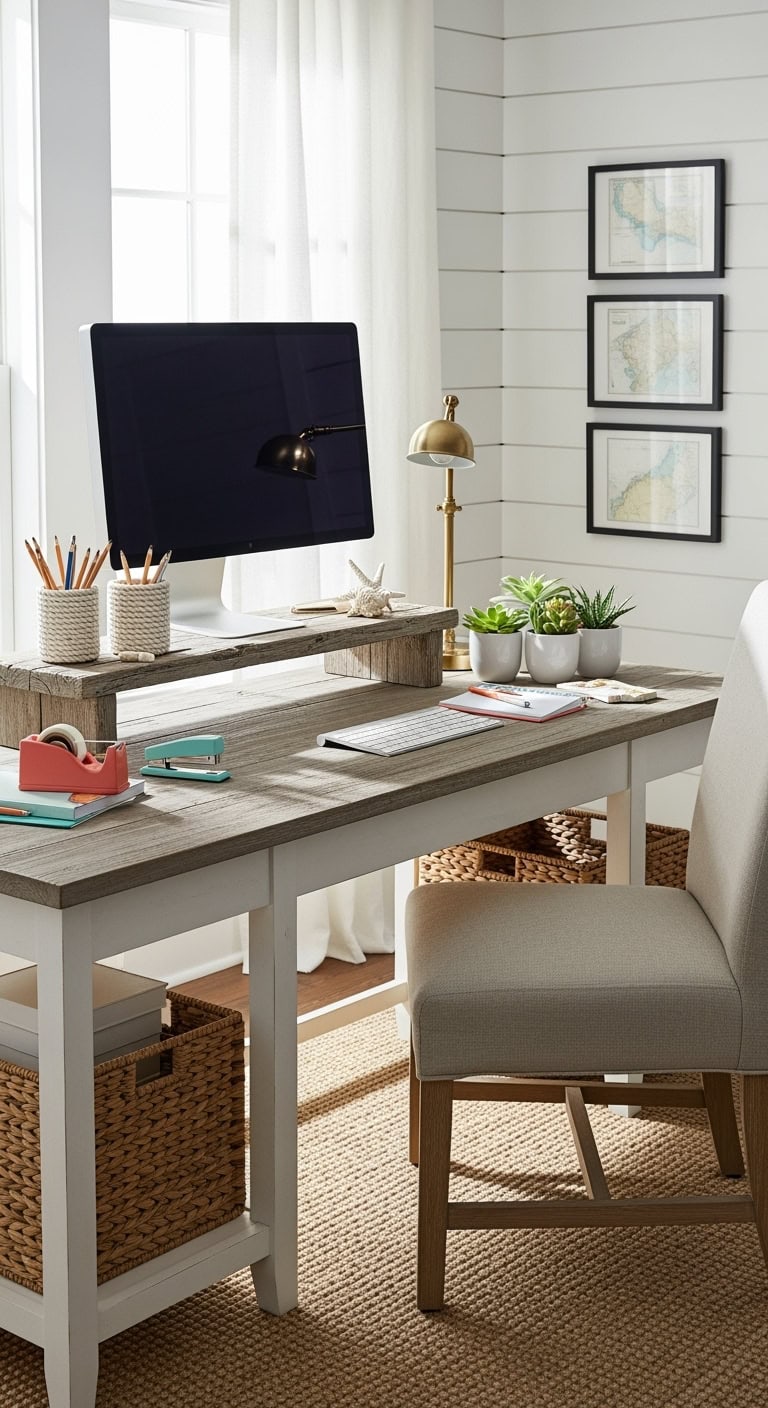 weathered teak beach inspired coastal office