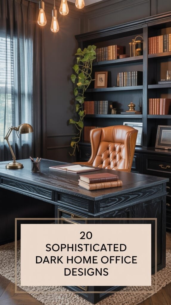 20 Sophisticated Dark Home Office Designs