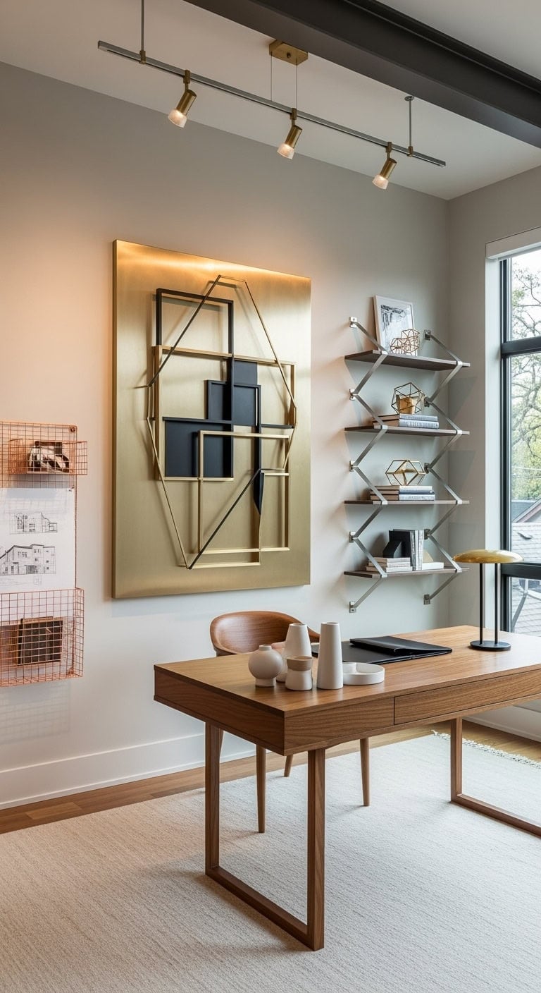 abstract geometric metal wallart