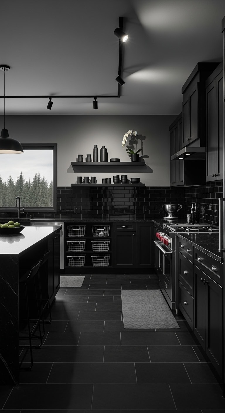 all black luxe kitchen design
