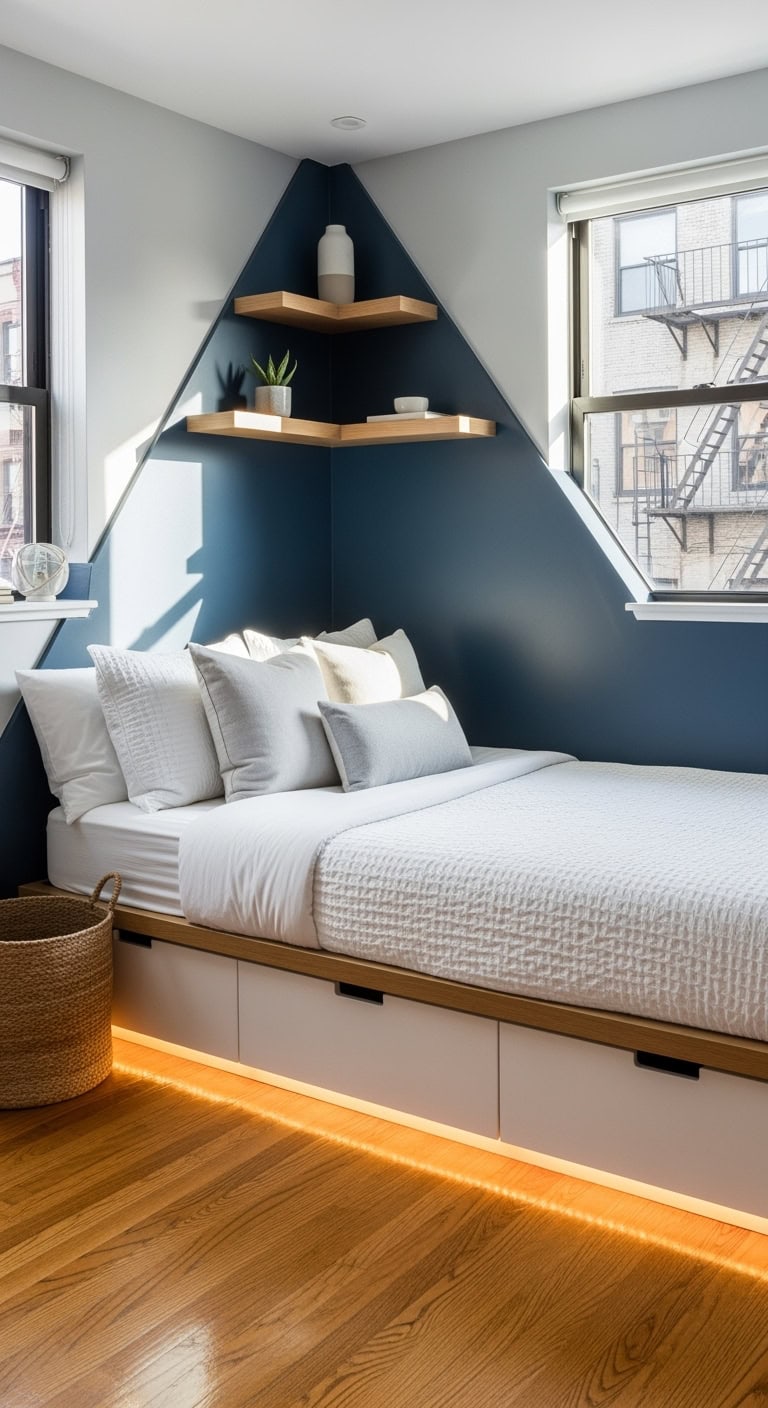angled corner bed maximizes space