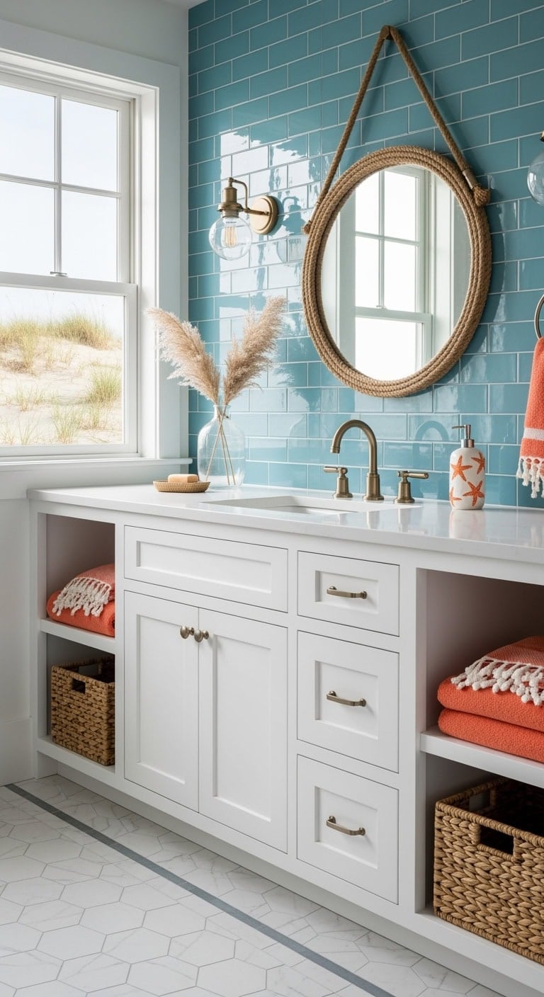 aqua glass coral accents