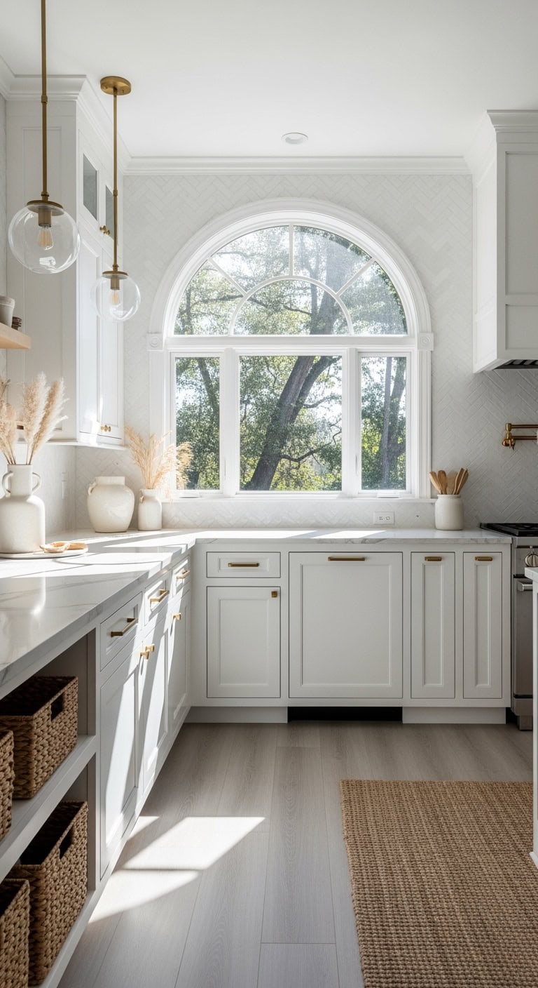 arched windows soften modern kitchens