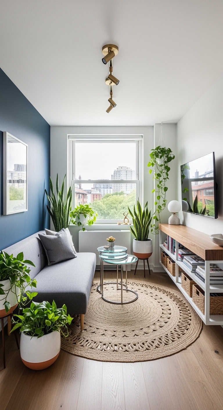 armless sofa nesting tables