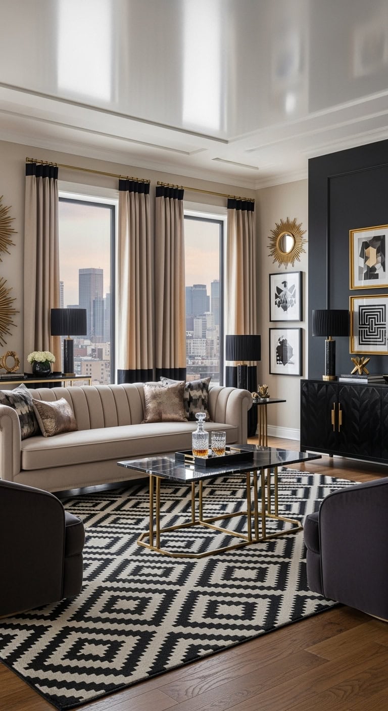 art deco black and beige glam