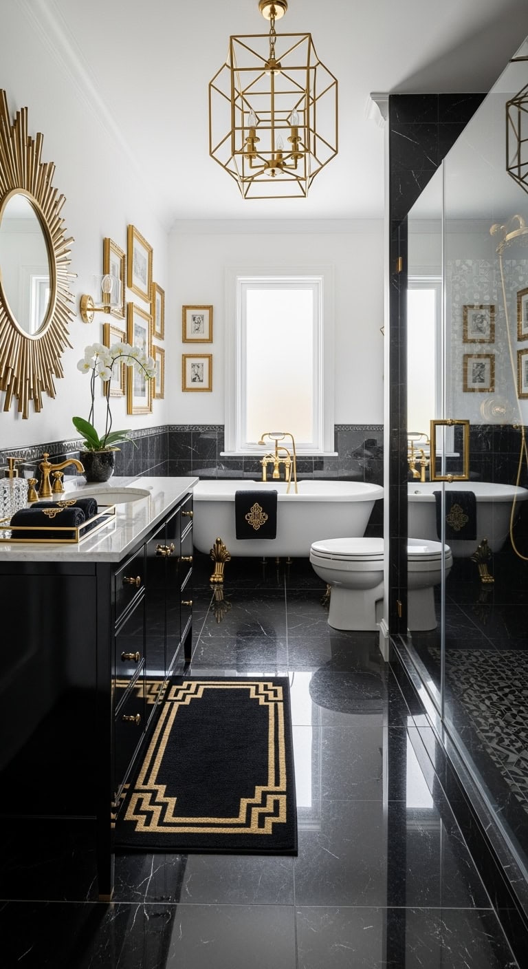 art deco black and gold glam
