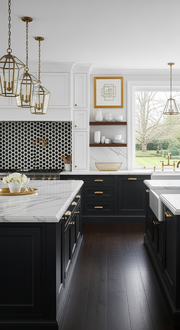 art deco black geometric kitchens