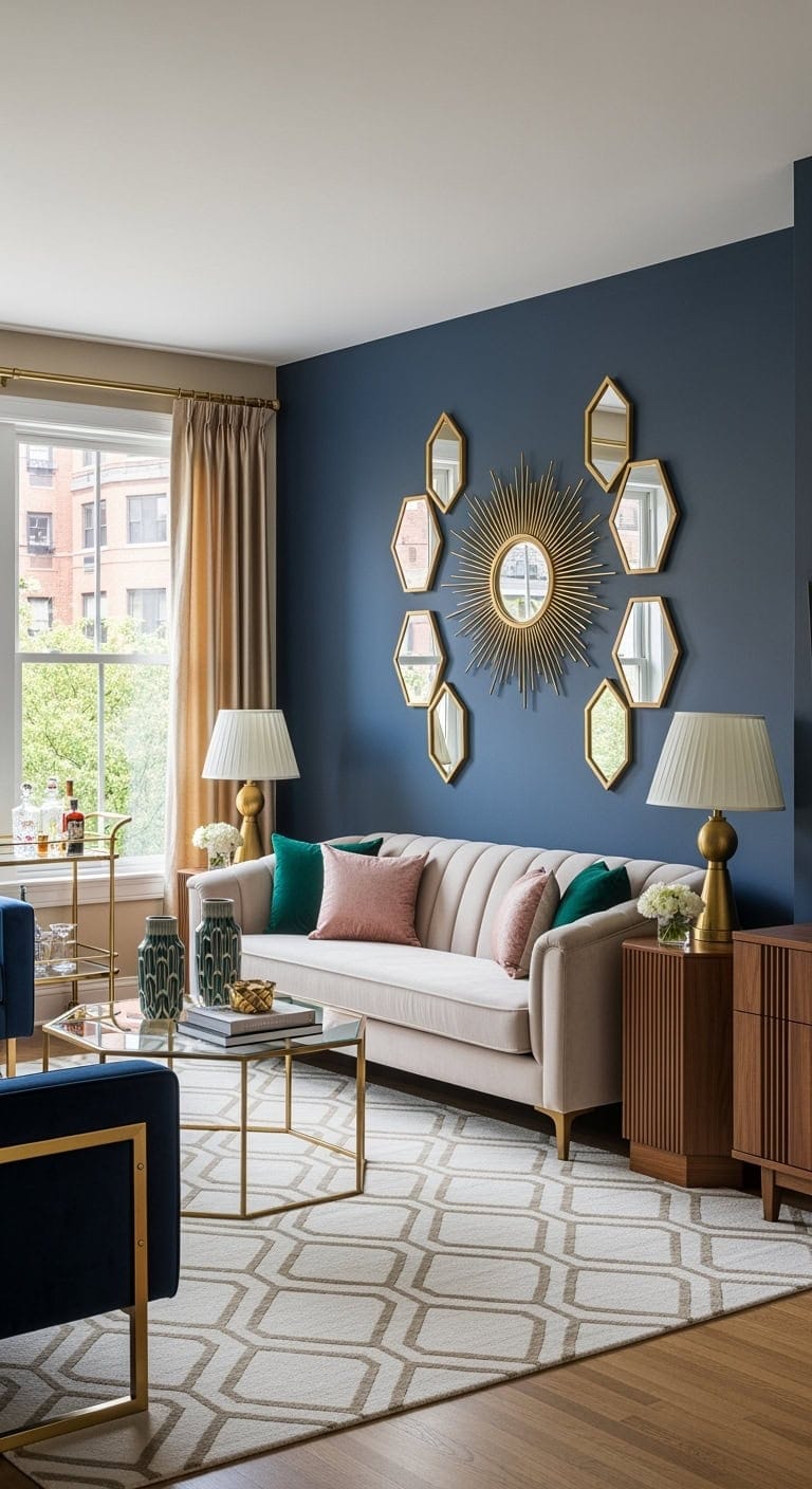 art deco brass mirror glamour