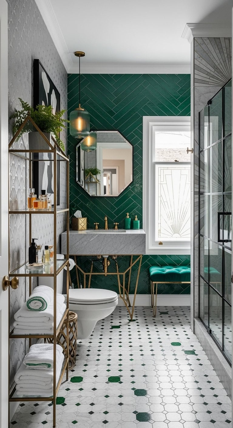 art deco emerald gray retreat