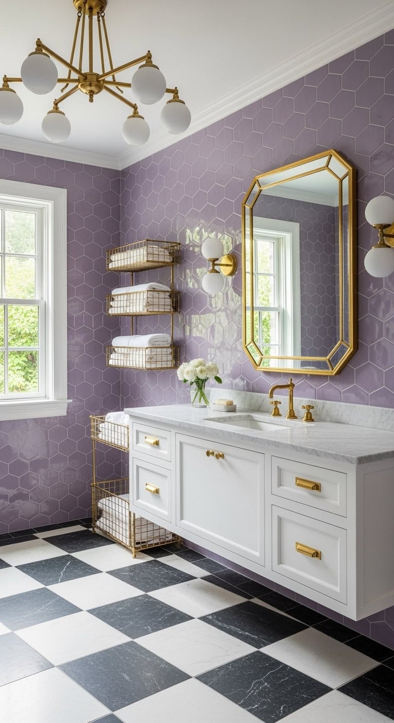 art deco lavender glam bath
