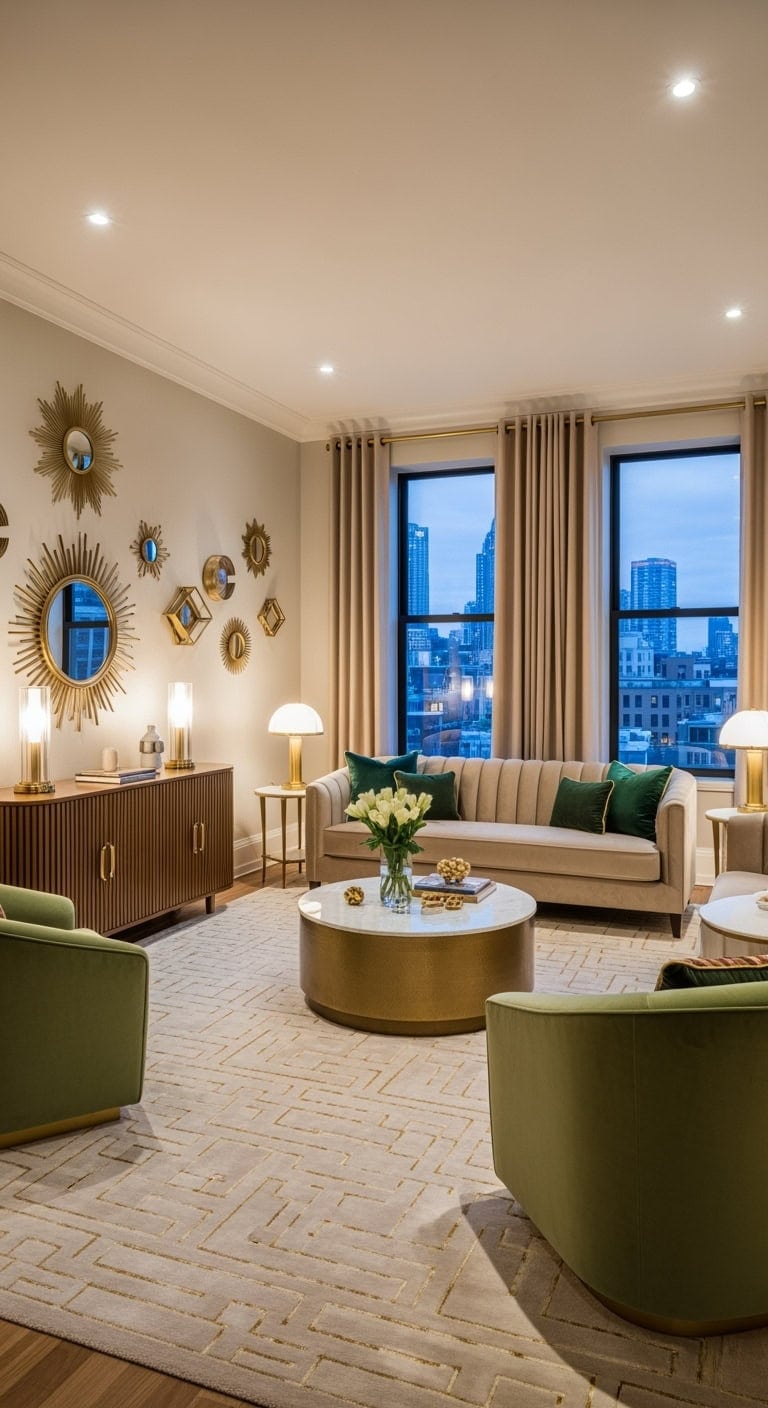 art deco luxe beige geometrics