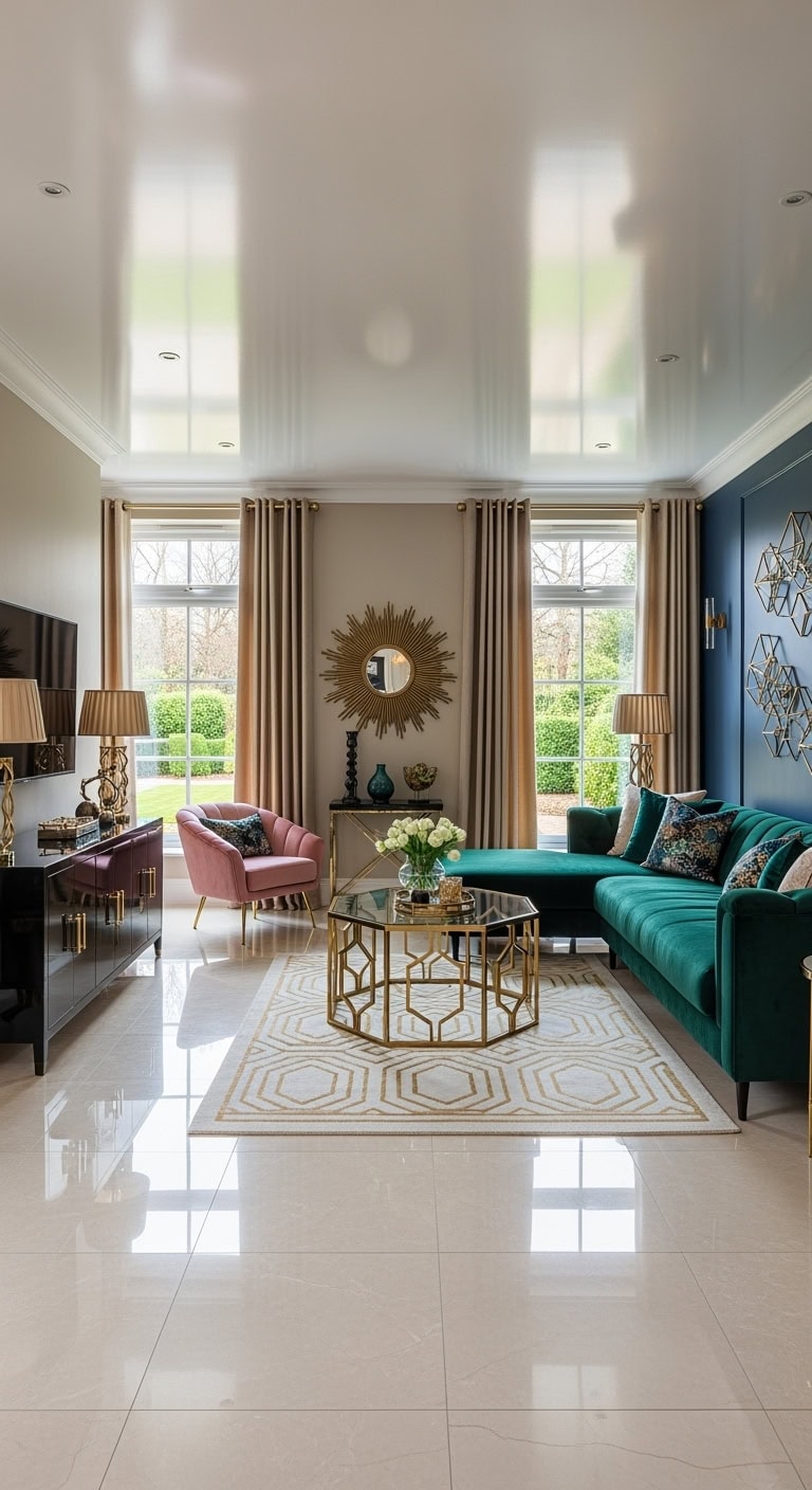 art deco luxe living room