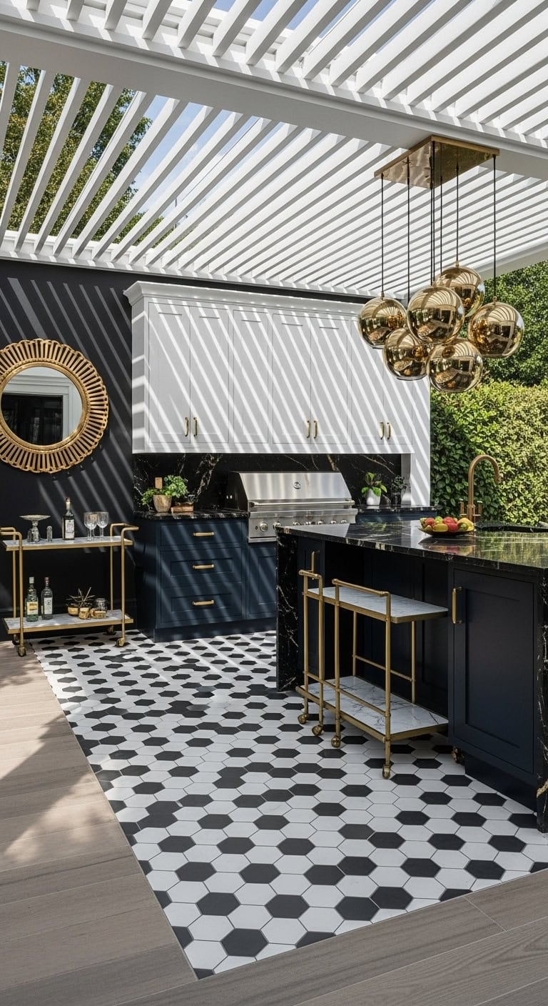 art deco outdoor kitchen glamour