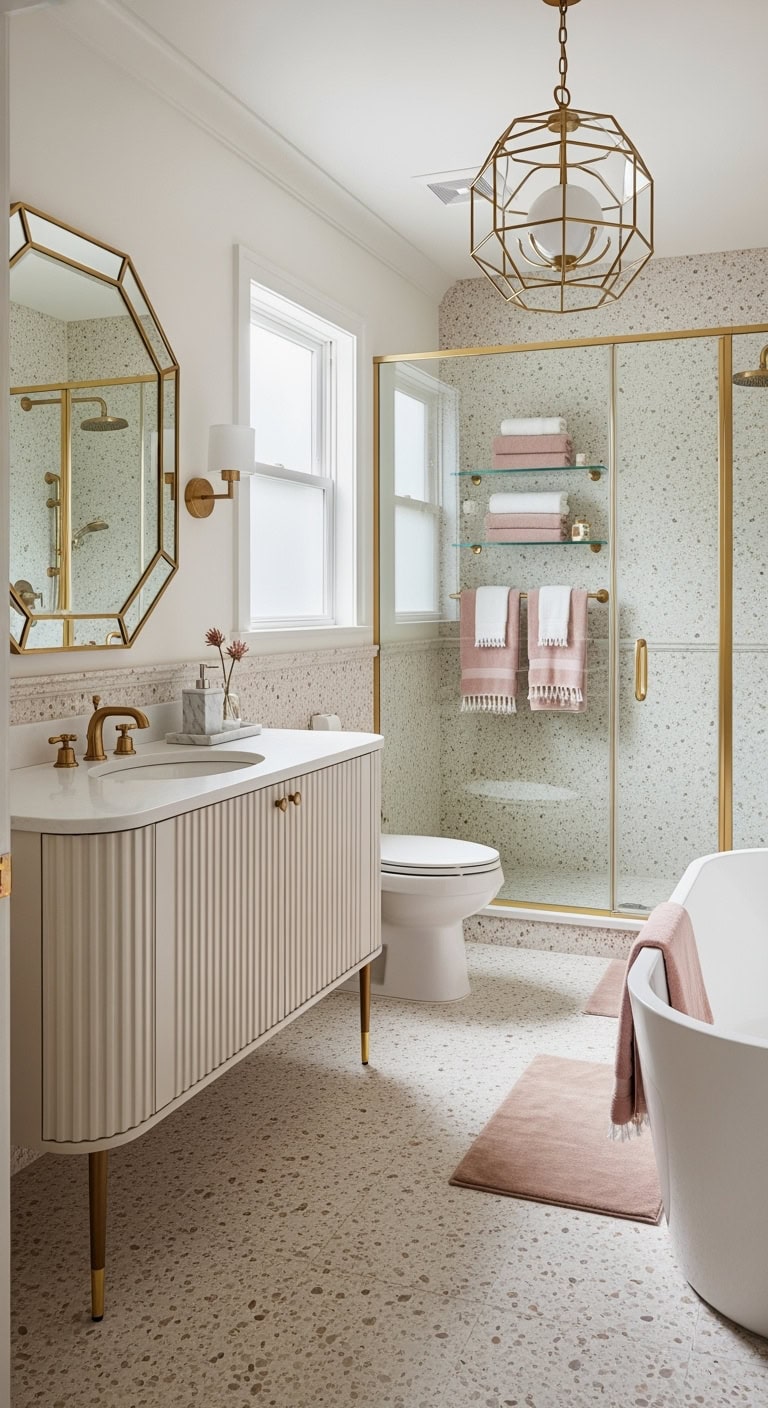 art deco terrazzo glam bathroom