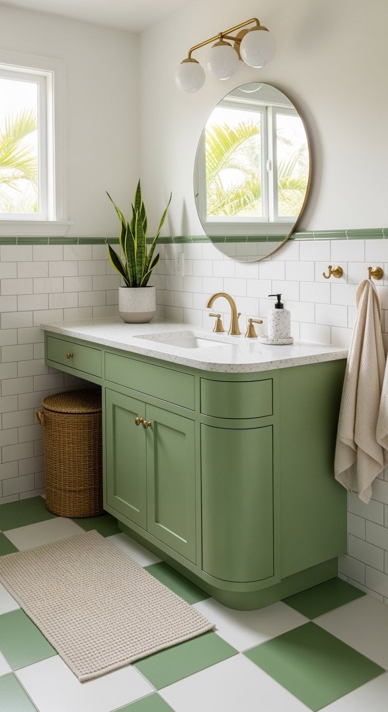 avocado green retro vanity