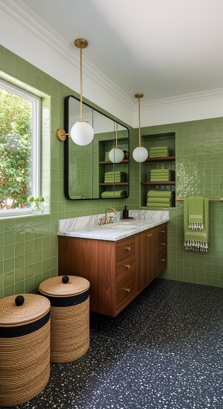 avocado green with terrazzo