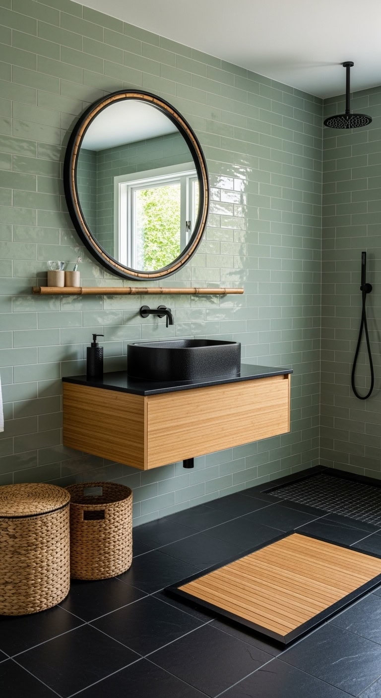 bamboo green spa bathroom