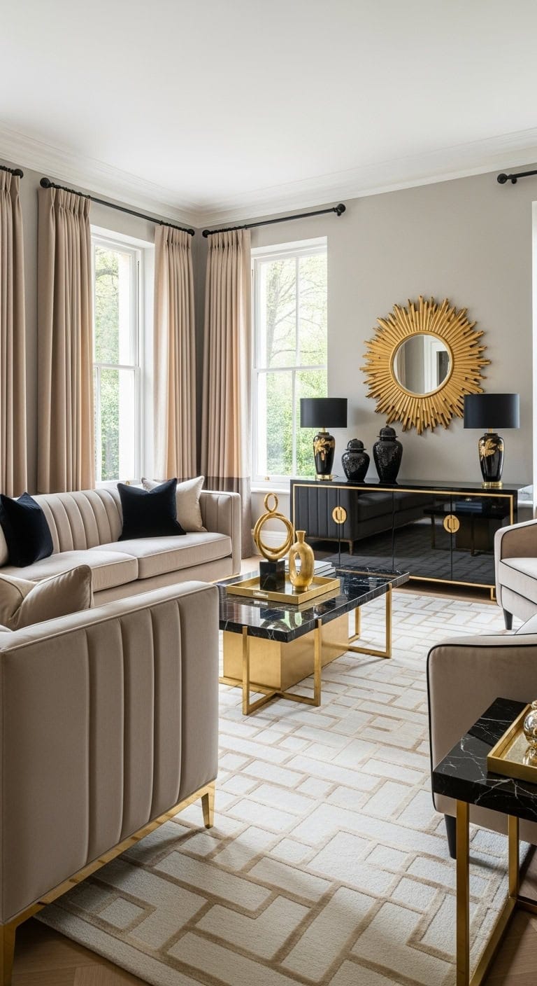 beige art deco glamour