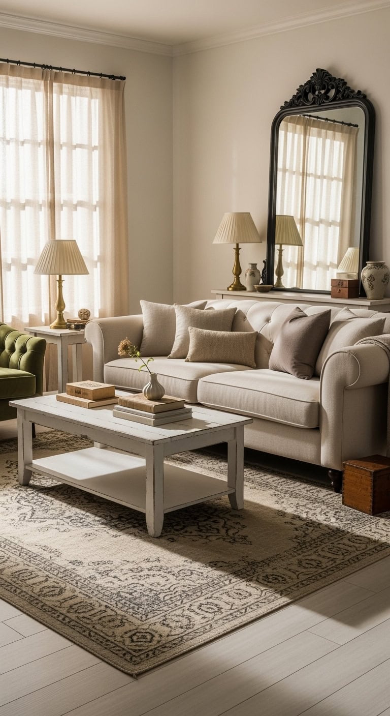beige black white livingroom