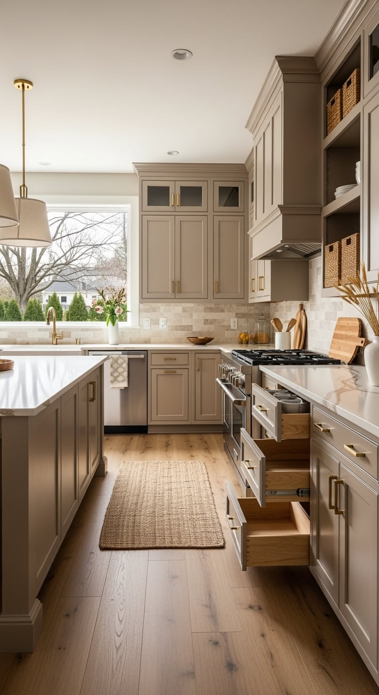beige brown transitional kitchen refresh
