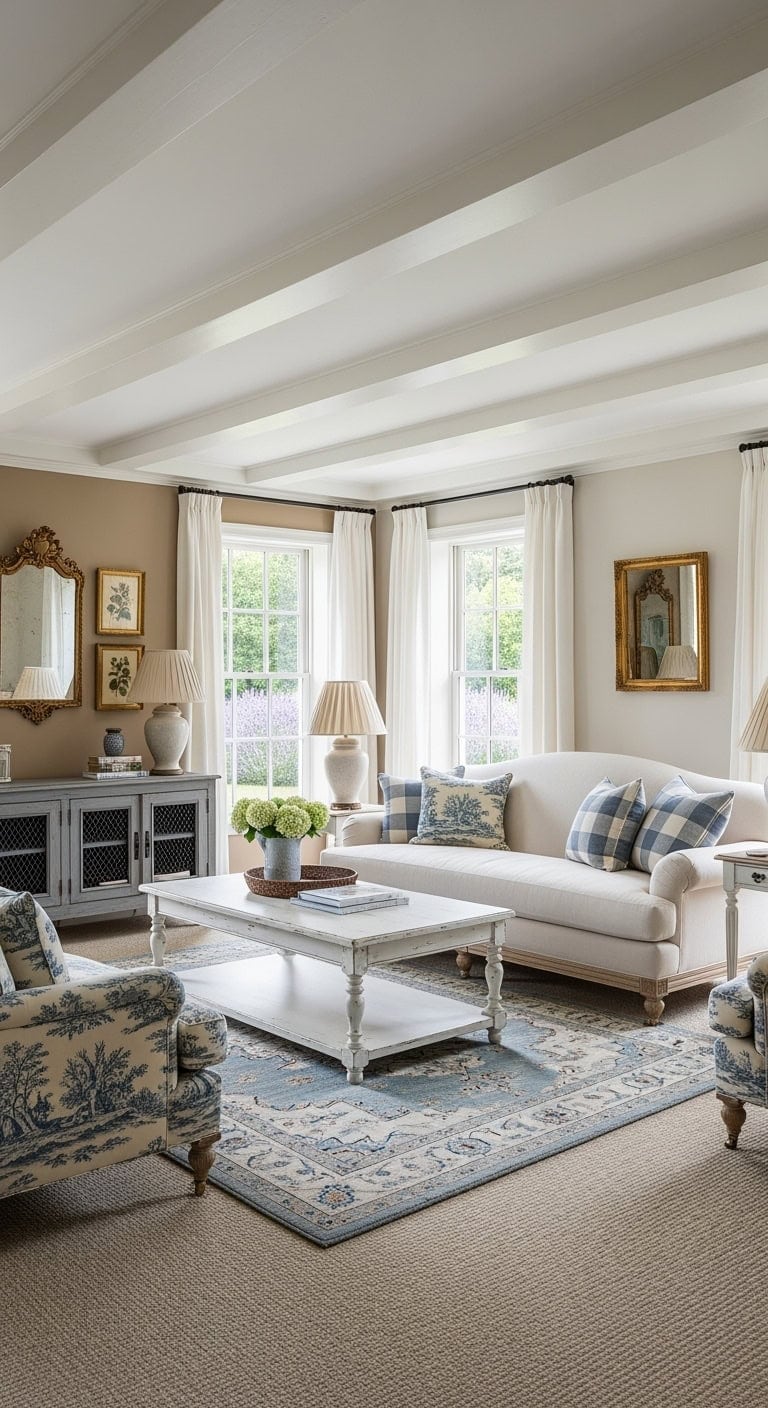 beige carpeted french country